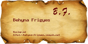 Behyna Frigyes névjegykártya